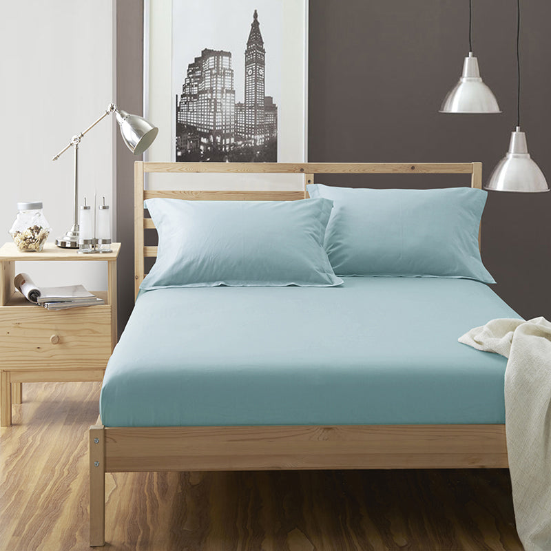 Pure Cotton Solid Color Fitted Sheet Set Extra Soft Breathable Bed Sheet
