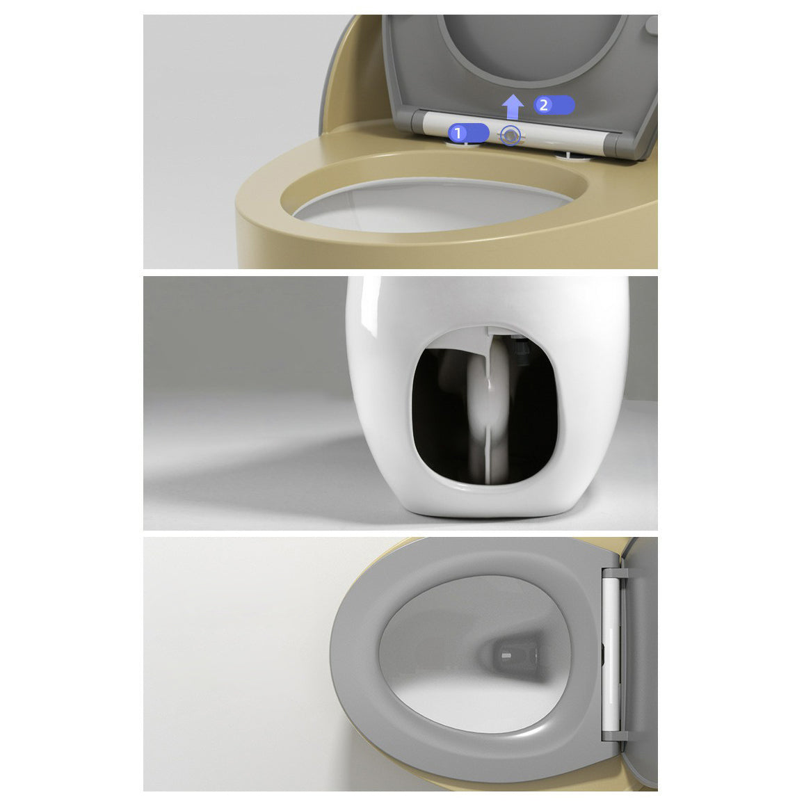 Modern One Piece Round Flush Toilet Floor Mounted Porcelain Toilet Bowl
