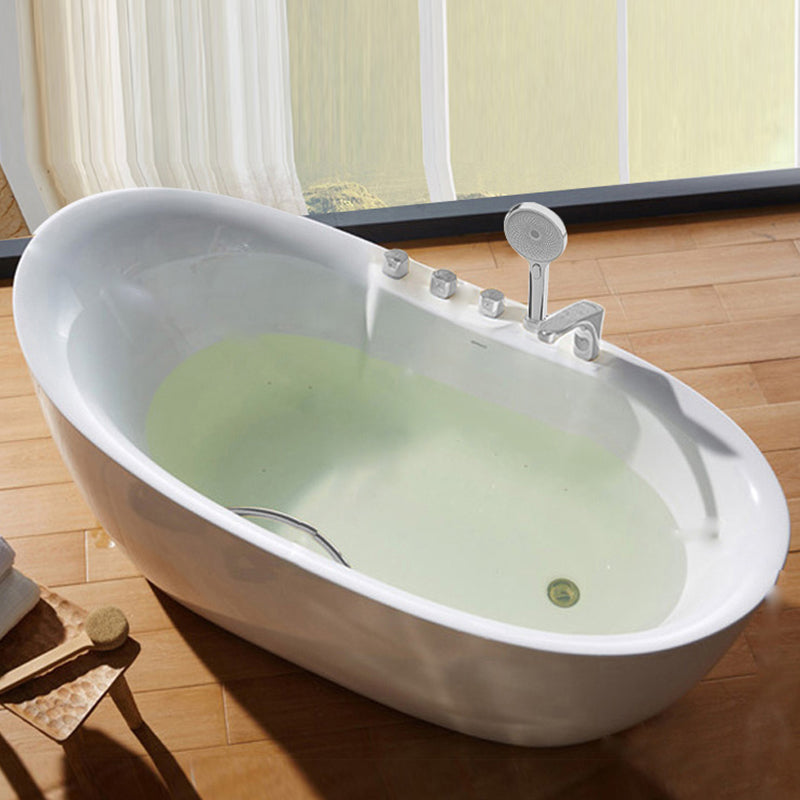 Freestanding Oval White Bath Soaking Handles Included Bathtub