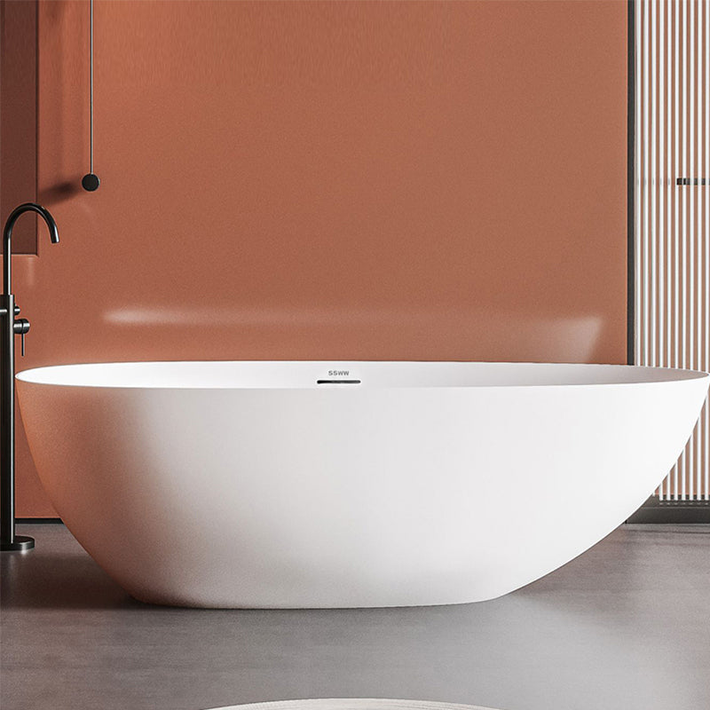 Soaking Stone Bathtub Antique Finish Oval Back to Wall Bath Tub