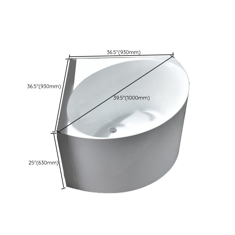 Modern Acrylic Corner Bath 24.8-inch Tall Soaking White Bathtub