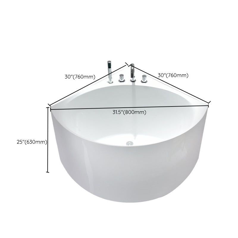Modern Acrylic Corner Bath 24.8-inch Tall Soaking White Bathtub
