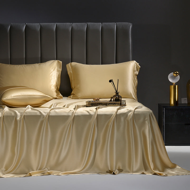 Solid Color Non-Pilling Fitted Sheet Mulberry Silk Breathable Fitted Sheet