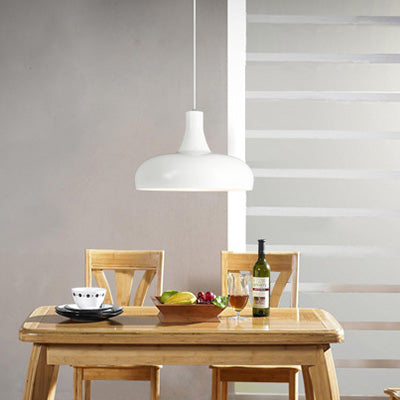 Metallic Dome Shade Hanging Lamp Modernist 1 Head Dining Room Pendant Lighting in Black/White/Yellow