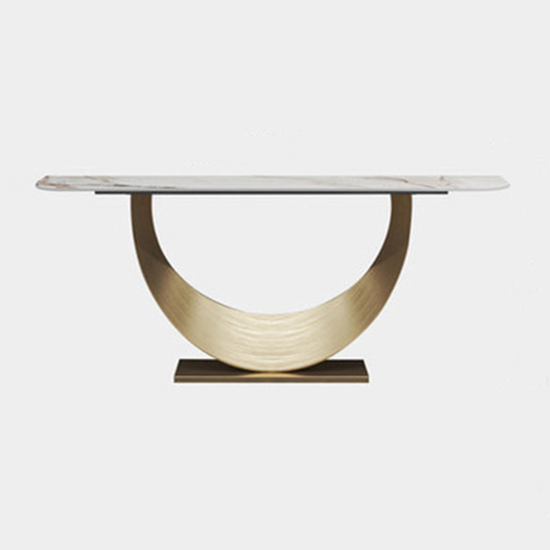 Stone Half Moon Console Table Modern 33.46" Tall Accent Table