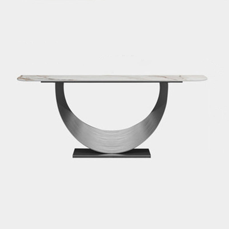 Stone Half Moon Console Table Modern 33.46" Tall Accent Table
