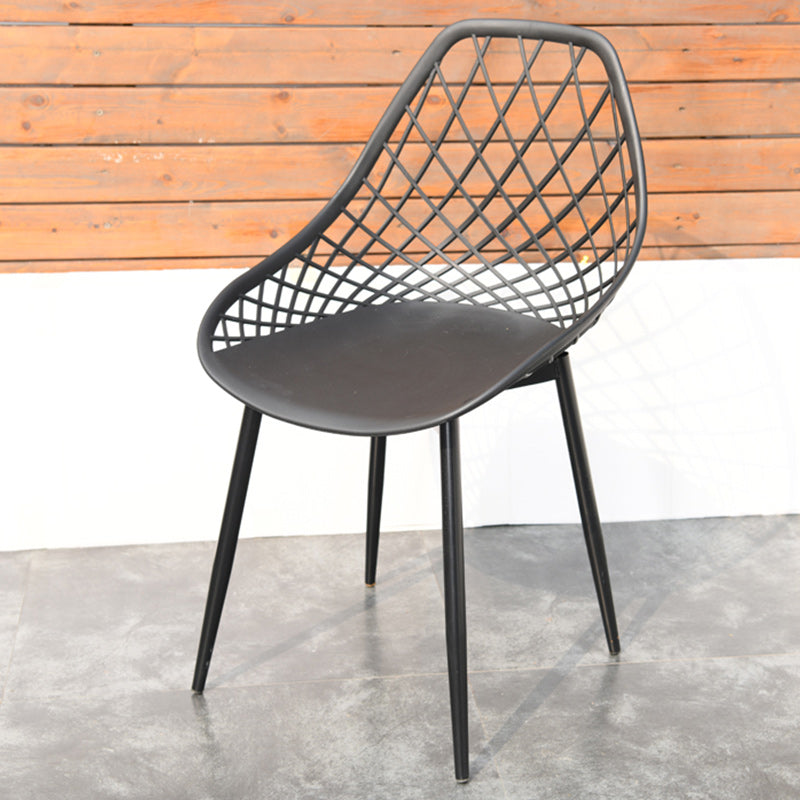 Contemporary Plastic Outdoors Dining Chairs Stacking Patio Dining Armchair