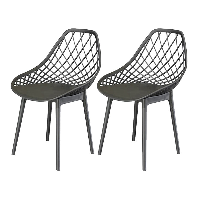 Contemporary Plastic Outdoors Dining Chairs Stacking Patio Dining Armchair