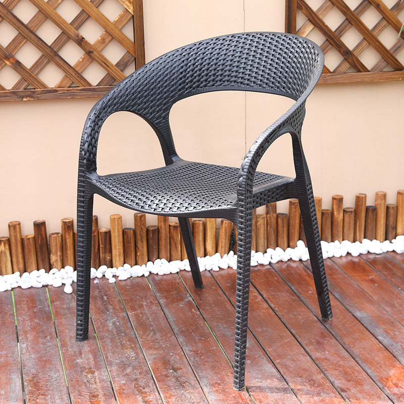 Contemporary Plastic Outdoors Dining Chairs Stacking Patio Dining Armchair