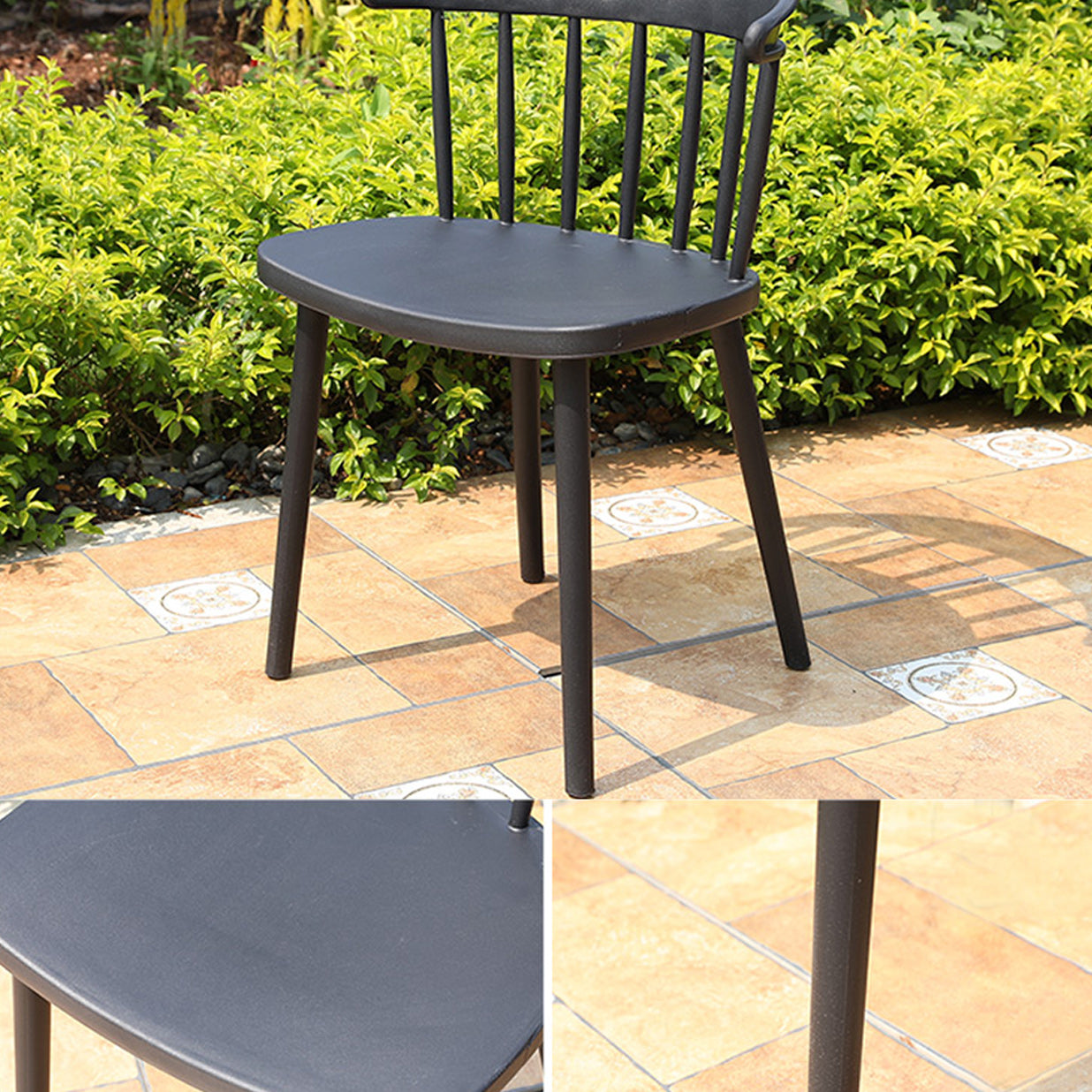 Contemporary Plastic Outdoors Dining Chairs Stacking Patio Dining Armchair