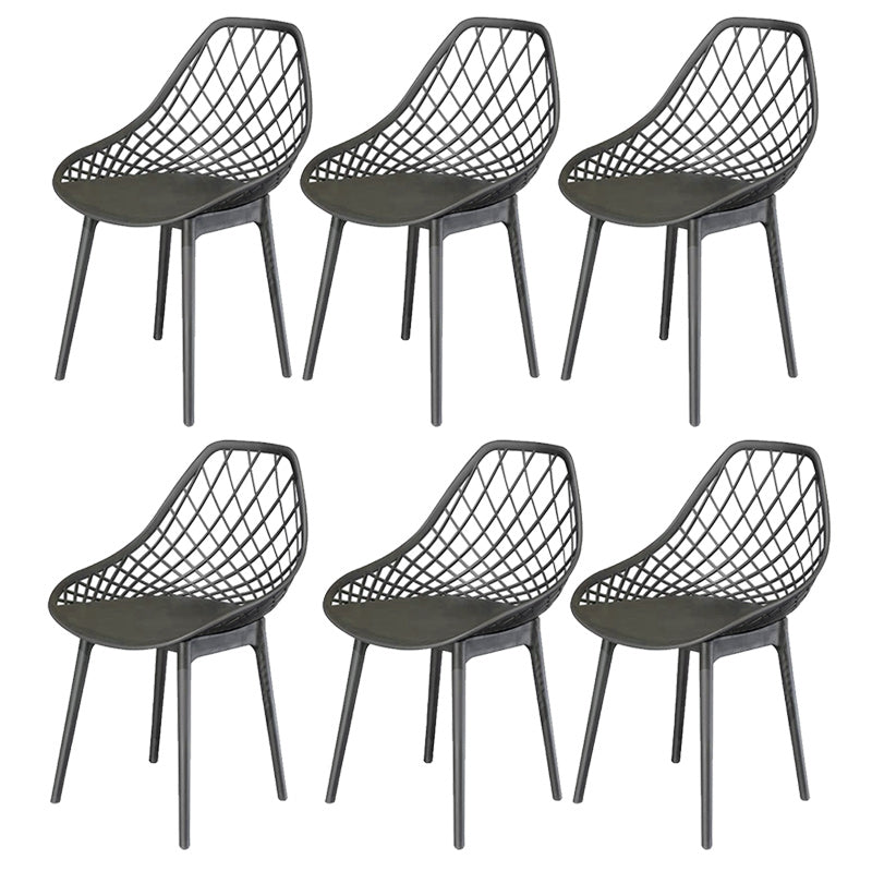 Contemporary Plastic Outdoors Dining Chairs Stacking Patio Dining Armchair