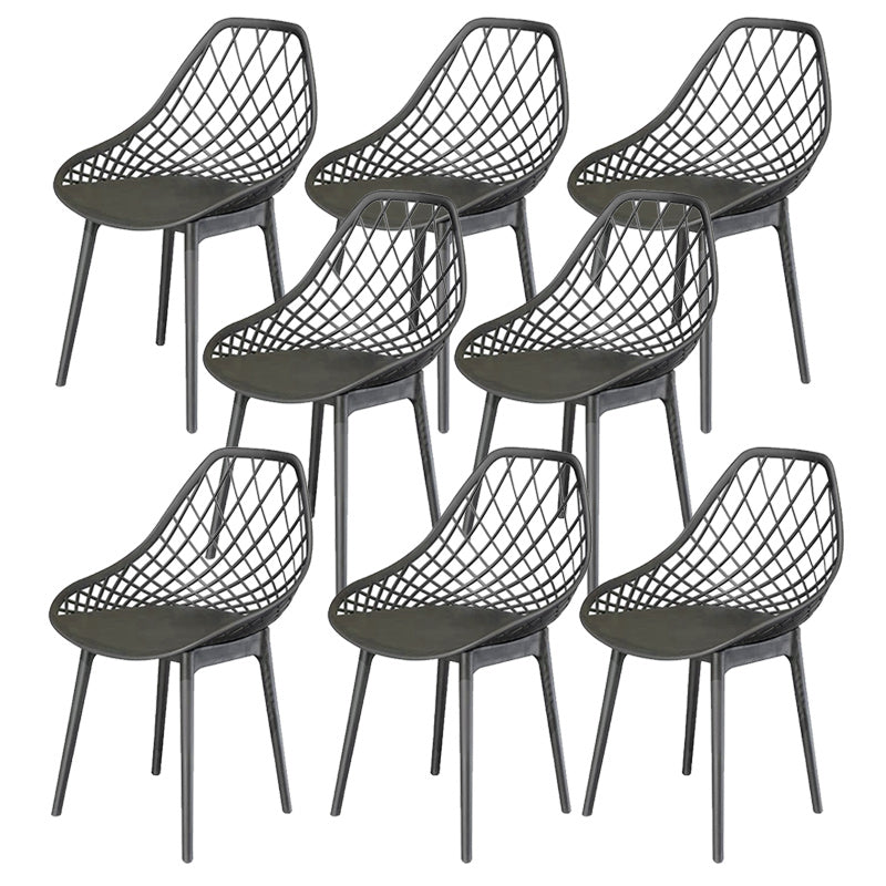 Contemporary Plastic Outdoors Dining Chairs Stacking Patio Dining Armchair