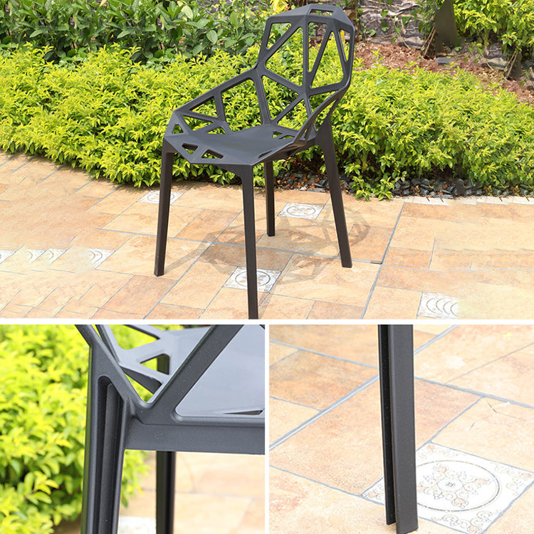 Contemporary Plastic Outdoors Dining Chairs Stacking Patio Dining Armchair