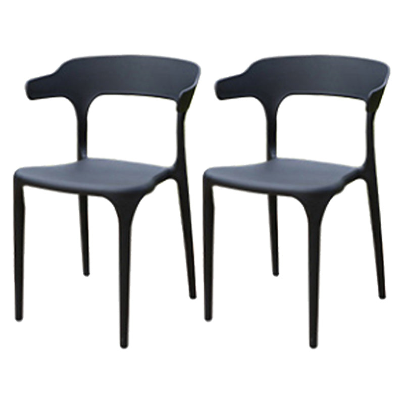 Contemporary Plastic Outdoors Dining Chairs Stacking Patio Dining Armchair