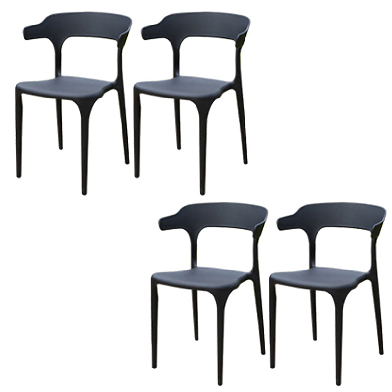 Contemporary Plastic Outdoors Dining Chairs Stacking Patio Dining Armchair