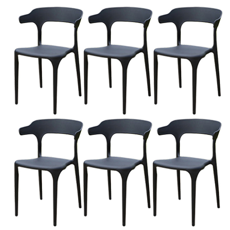 Contemporary Plastic Outdoors Dining Chairs Stacking Patio Dining Armchair