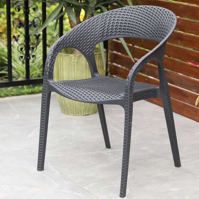 Contemporary Plastic Outdoors Dining Chairs Stacking Patio Dining Armchair