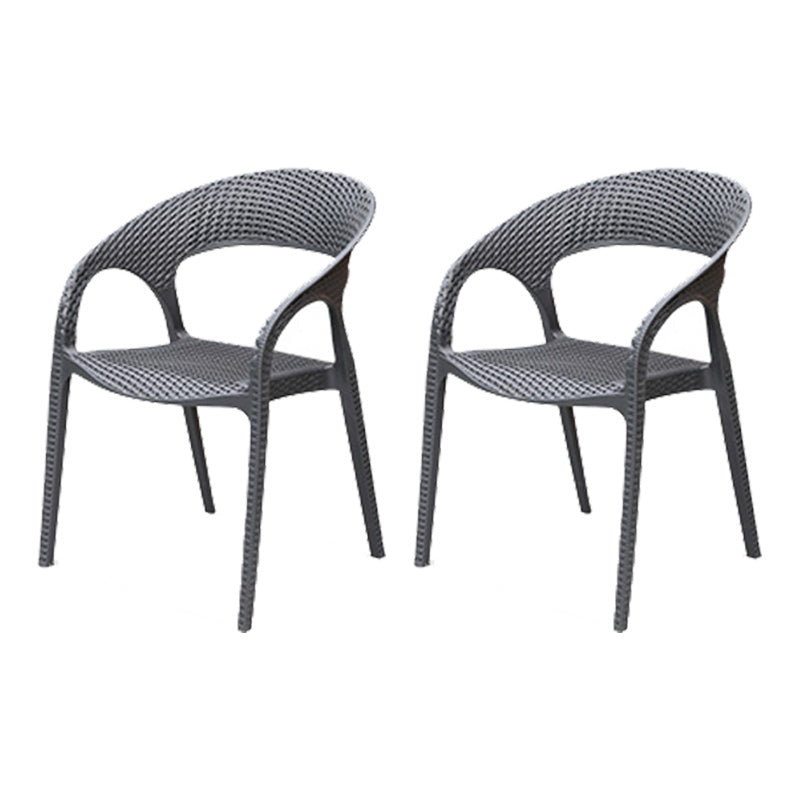 Contemporary Plastic Outdoors Dining Chairs Stacking Patio Dining Armchair