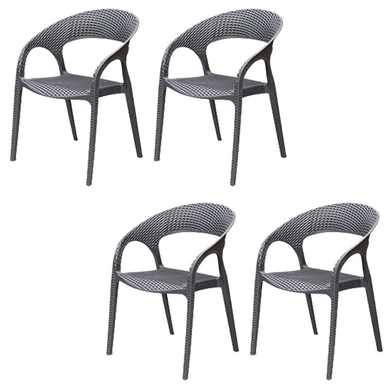 Contemporary Plastic Outdoors Dining Chairs Stacking Patio Dining Armchair
