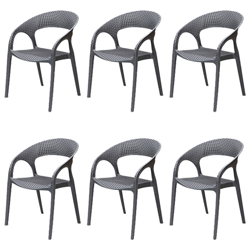 Contemporary Plastic Outdoors Dining Chairs Stacking Patio Dining Armchair