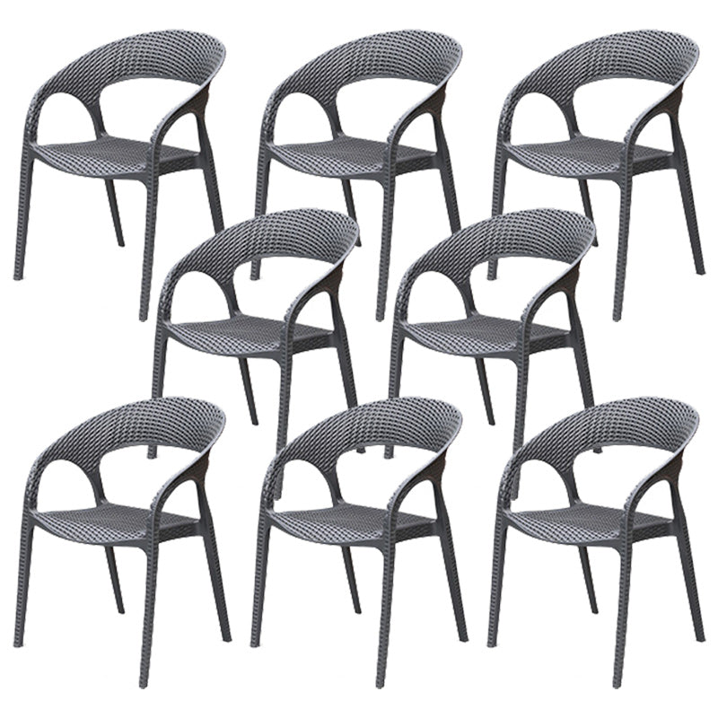 Contemporary Plastic Outdoors Dining Chairs Stacking Patio Dining Armchair