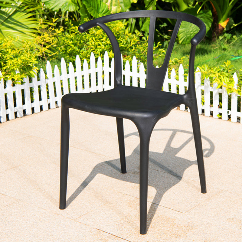 Contemporary Plastic Outdoors Dining Chairs Stacking Patio Dining Armchair