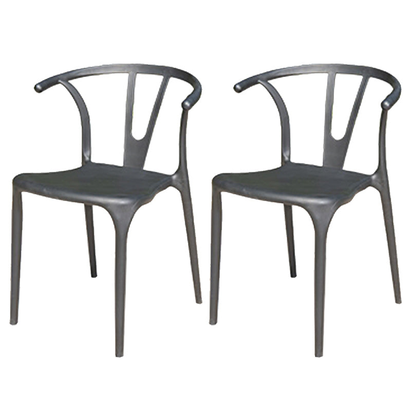 Contemporary Plastic Outdoors Dining Chairs Stacking Patio Dining Armchair
