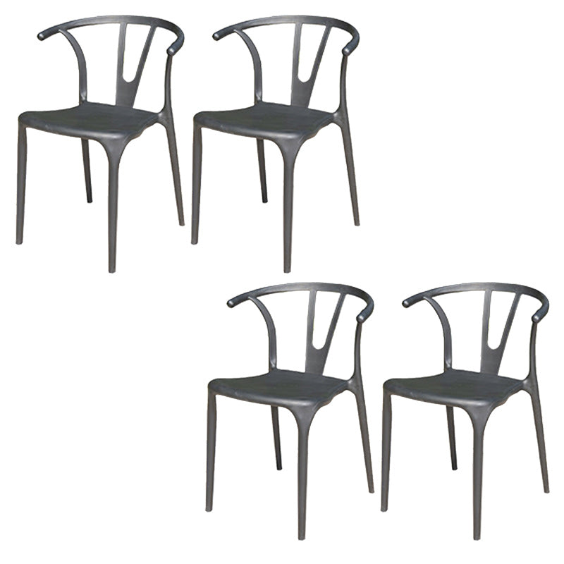 Contemporary Plastic Outdoors Dining Chairs Stacking Patio Dining Armchair
