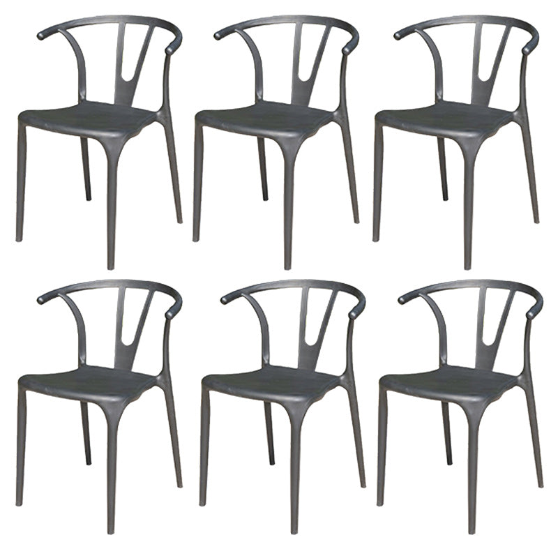Contemporary Plastic Outdoors Dining Chairs Stacking Patio Dining Armchair
