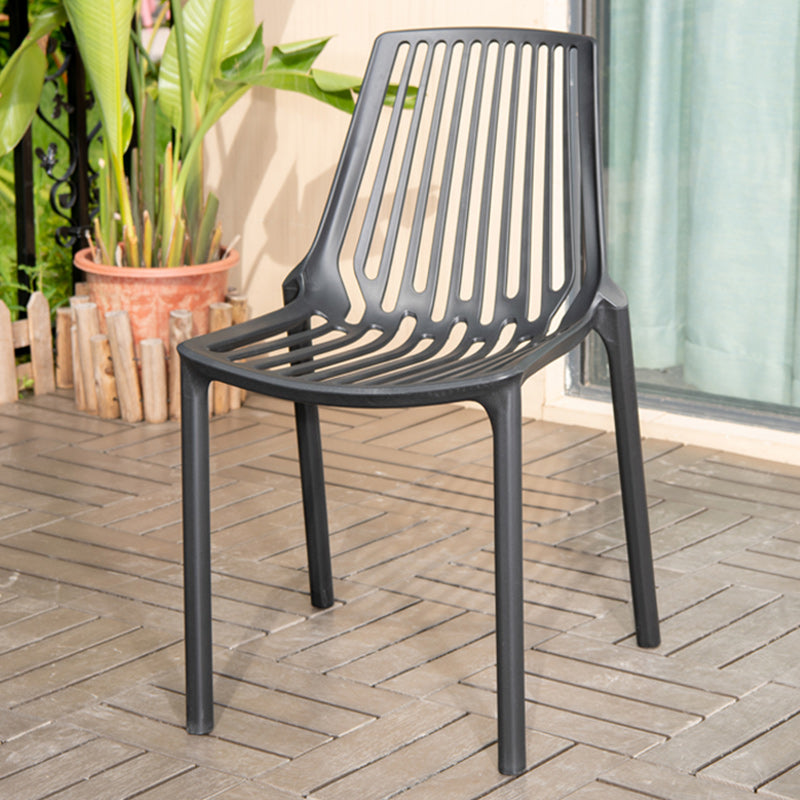 Contemporary Plastic Outdoors Dining Chairs Stacking Patio Dining Armchair