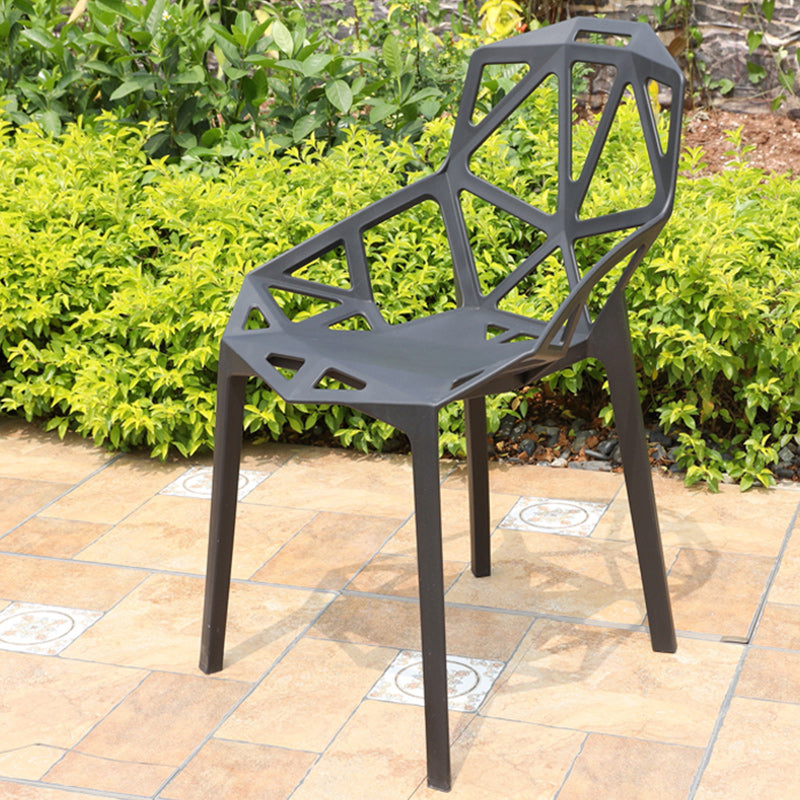 Contemporary Plastic Outdoors Dining Chairs Stacking Patio Dining Armchair