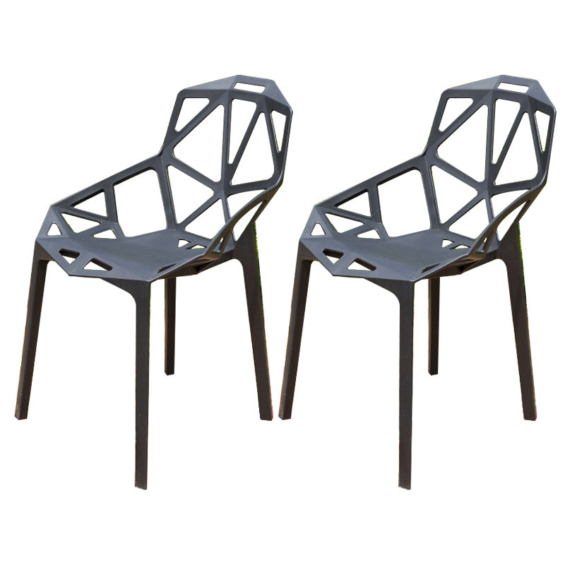 Contemporary Plastic Outdoors Dining Chairs Stacking Patio Dining Armchair