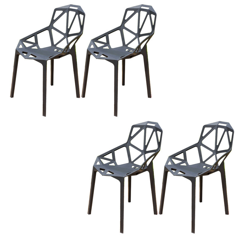 Contemporary Plastic Outdoors Dining Chairs Stacking Patio Dining Armchair