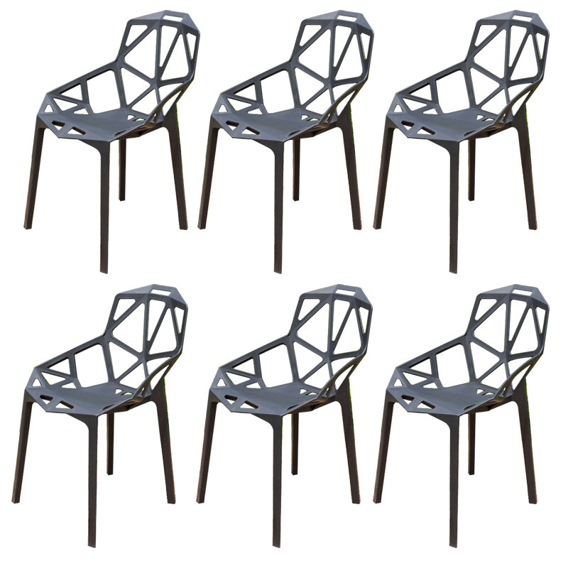 Contemporary Plastic Outdoors Dining Chairs Stacking Patio Dining Armchair