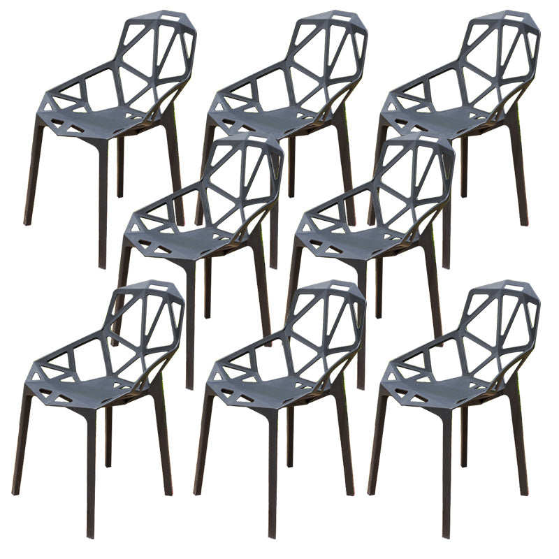 Contemporary Plastic Outdoors Dining Chairs Stacking Patio Dining Armchair