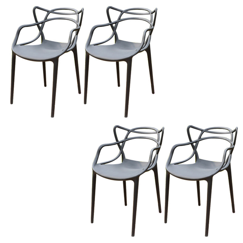 Contemporary Plastic Outdoors Dining Chairs Stacking Patio Dining Armchair