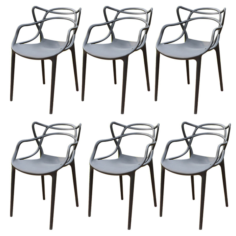 Contemporary Plastic Outdoors Dining Chairs Stacking Patio Dining Armchair