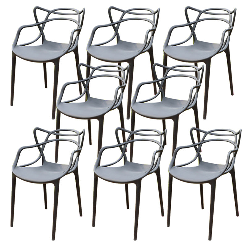 Contemporary Plastic Outdoors Dining Chairs Stacking Patio Dining Armchair