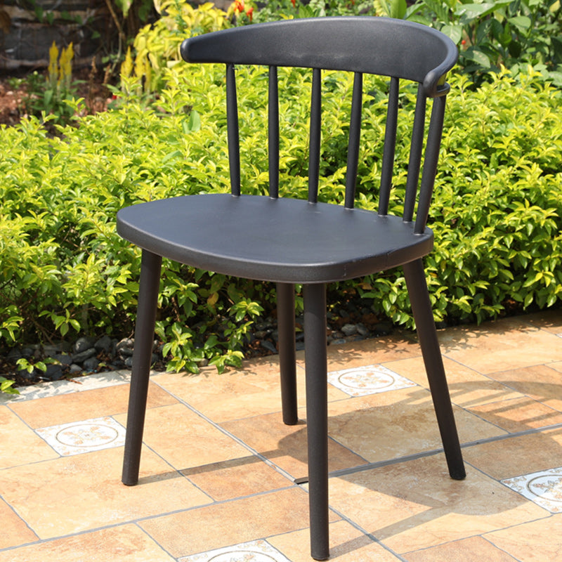 Contemporary Plastic Outdoors Dining Chairs Stacking Patio Dining Armchair