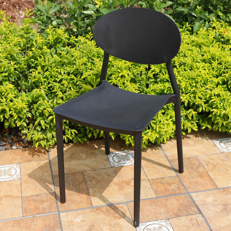 Contemporary Plastic Outdoors Dining Chairs Stacking Patio Dining Armchair