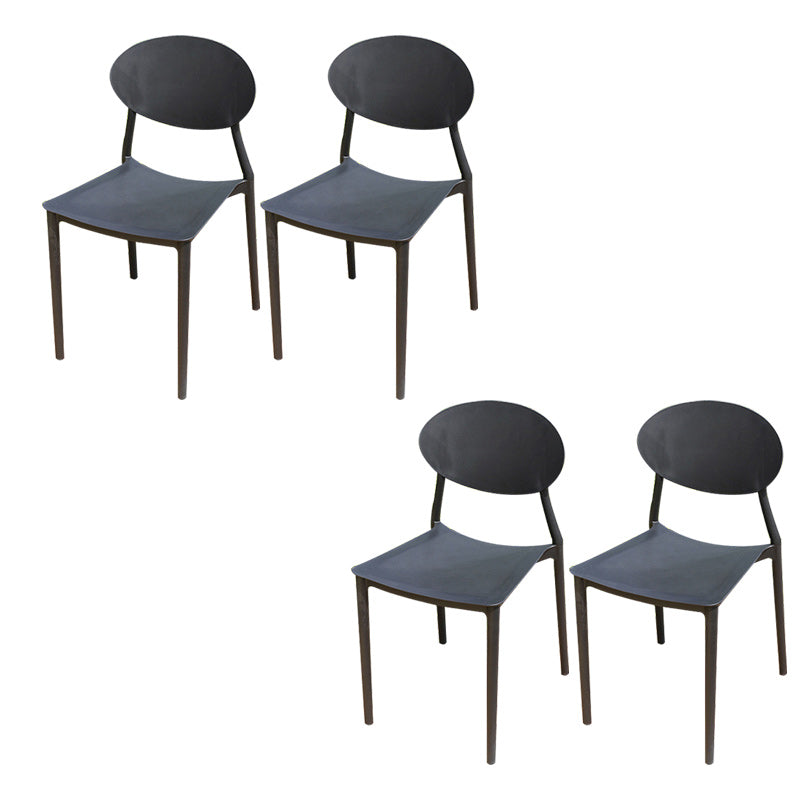 Contemporary Plastic Outdoors Dining Chairs Stacking Patio Dining Armchair