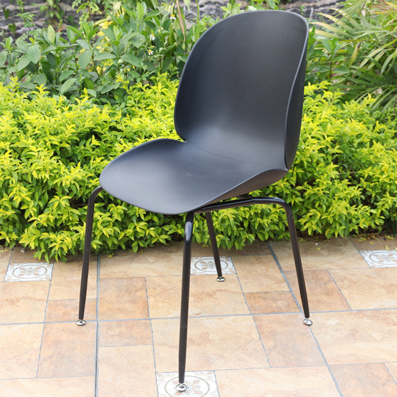 Contemporary Plastic Outdoors Dining Chairs Stacking Patio Dining Armchair