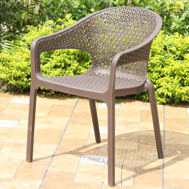Contemporary Plastic Outdoors Dining Chairs Stacking Patio Dining Armchair