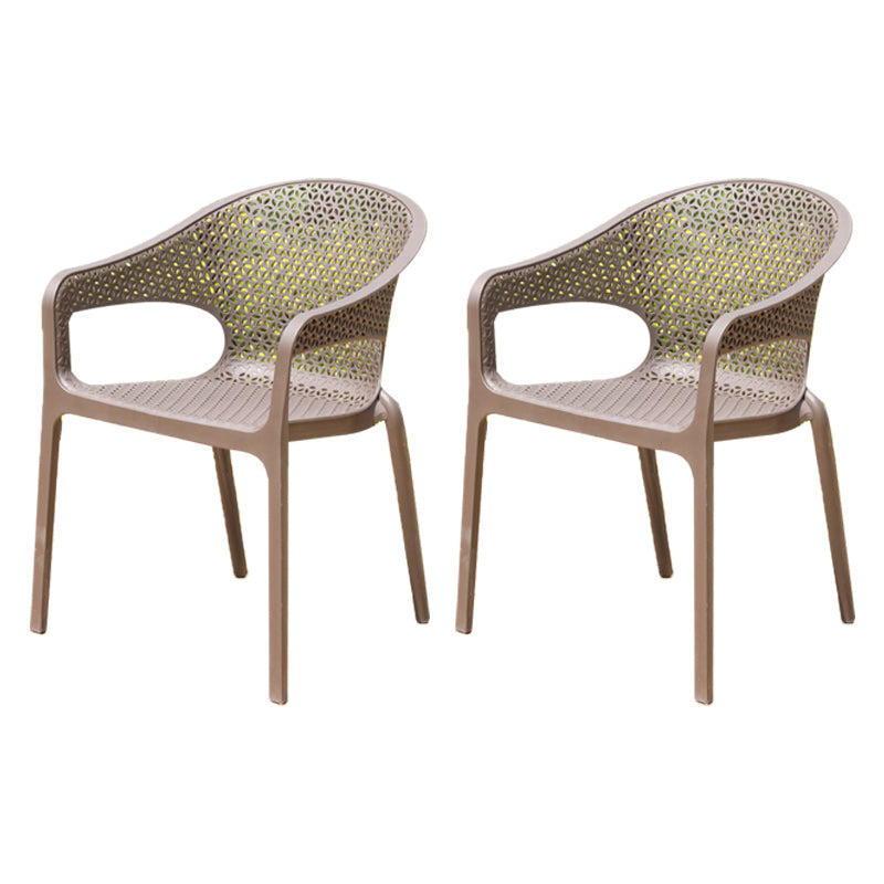 Contemporary Plastic Outdoors Dining Chairs Stacking Patio Dining Armchair