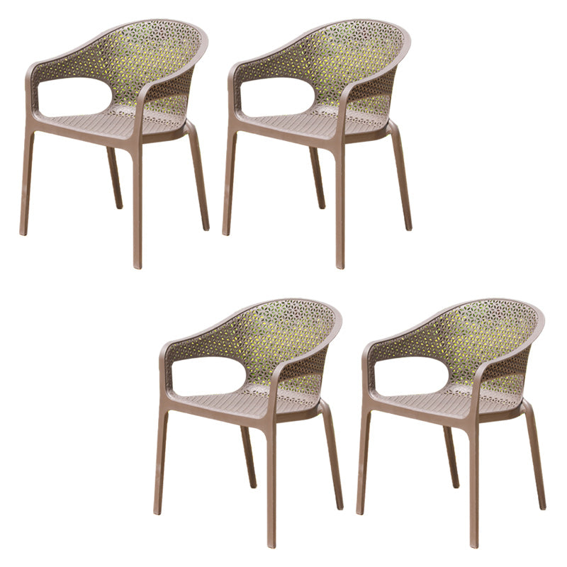 Contemporary Plastic Outdoors Dining Chairs Stacking Patio Dining Armchair