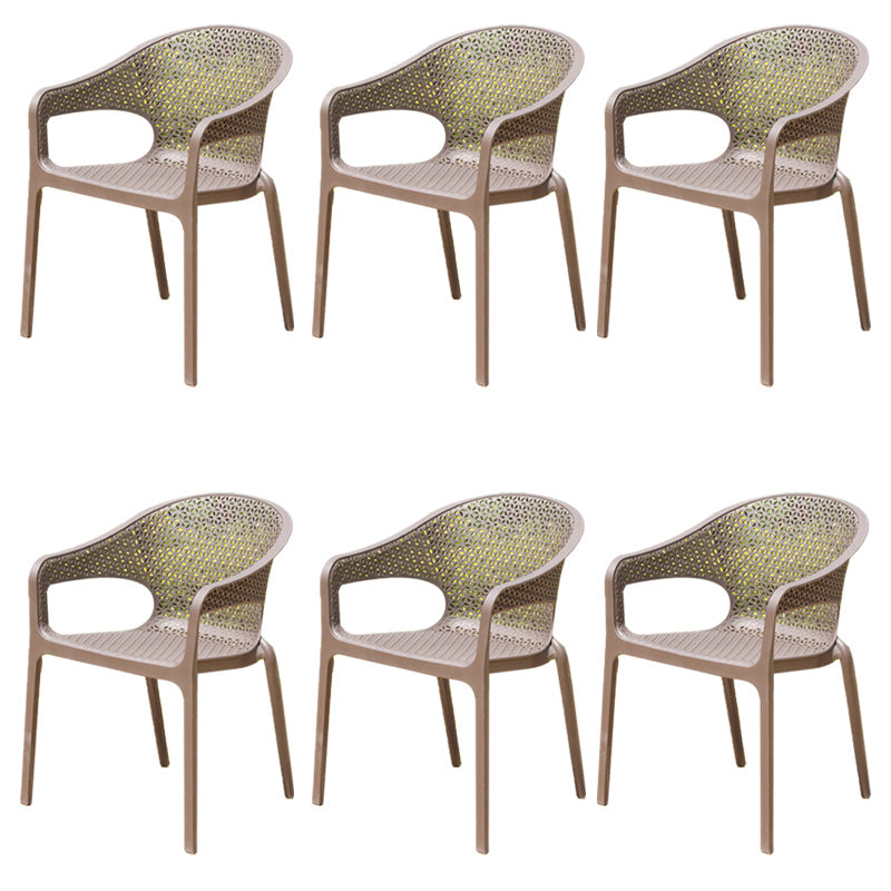 Contemporary Plastic Outdoors Dining Chairs Stacking Patio Dining Armchair