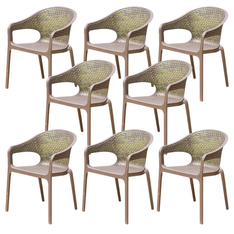 Contemporary Plastic Outdoors Dining Chairs Stacking Patio Dining Armchair
