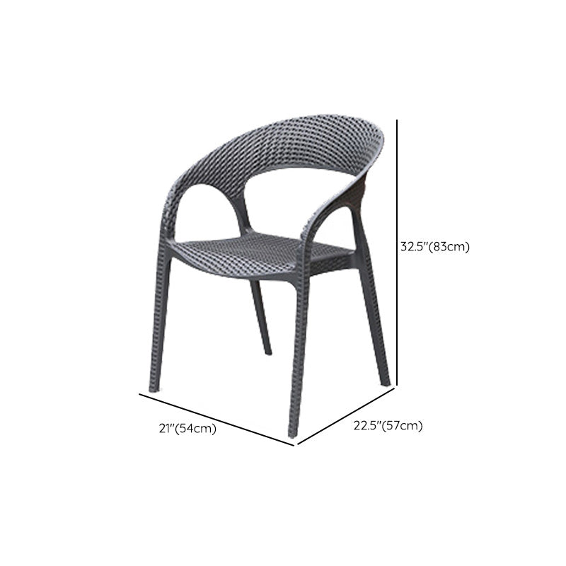 Contemporary Plastic Outdoors Dining Chairs Stacking Patio Dining Armchair
