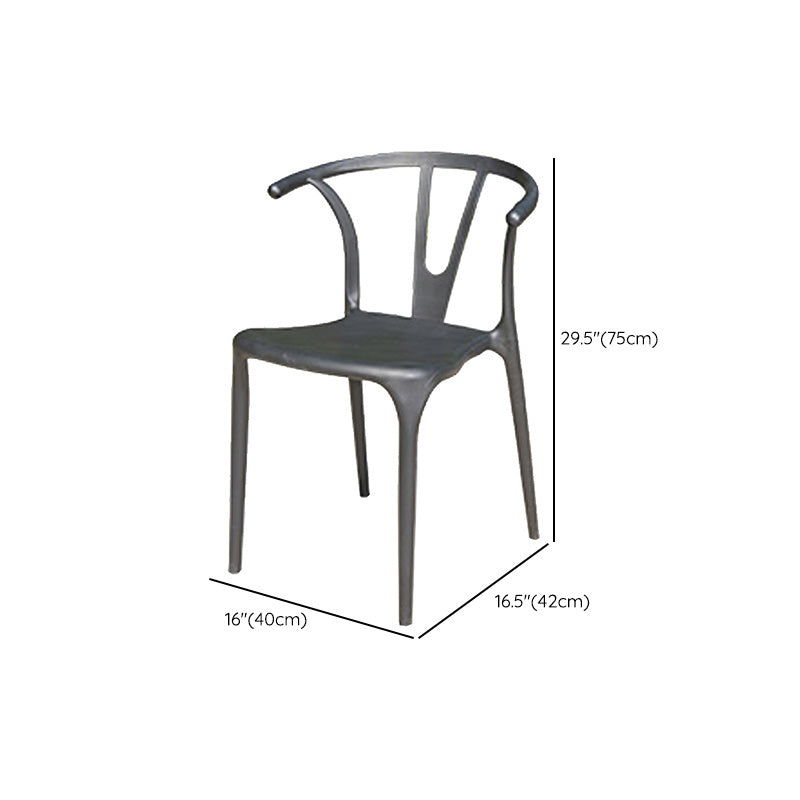 Contemporary Plastic Outdoors Dining Chairs Stacking Patio Dining Armchair