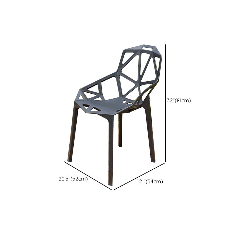 Contemporary Plastic Outdoors Dining Chairs Stacking Patio Dining Armchair